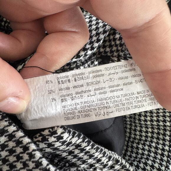 Zara Pants Womens XS Black White Houndstooth Slim Trousers‎ Stretch Classic - Picture 5 of 8